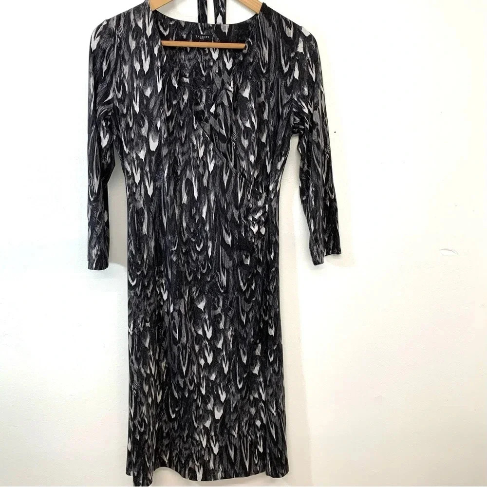 Talbots Dress Small Petite  Jersey Knit‎ Career  Below Knee 3/4 Sleeve Office